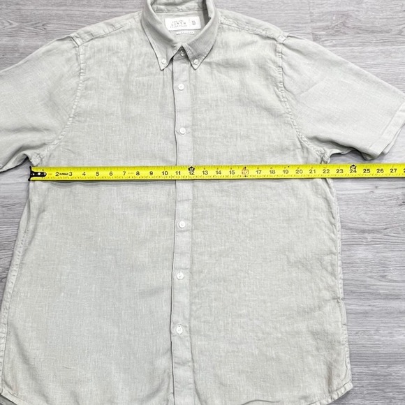 ABERCROMBIE FITCH Linen Button Down Short Sleeve Shirt Mens XL Light Beige - Picture 9 of 12